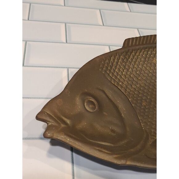 VTG Solid Brass Fish Tray Plate Trinket Coastal Cabin Home Décor Heavy 13½"x 7" - Picture 5 of 9